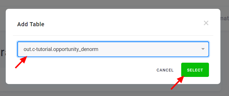 Screenshot - Select Table