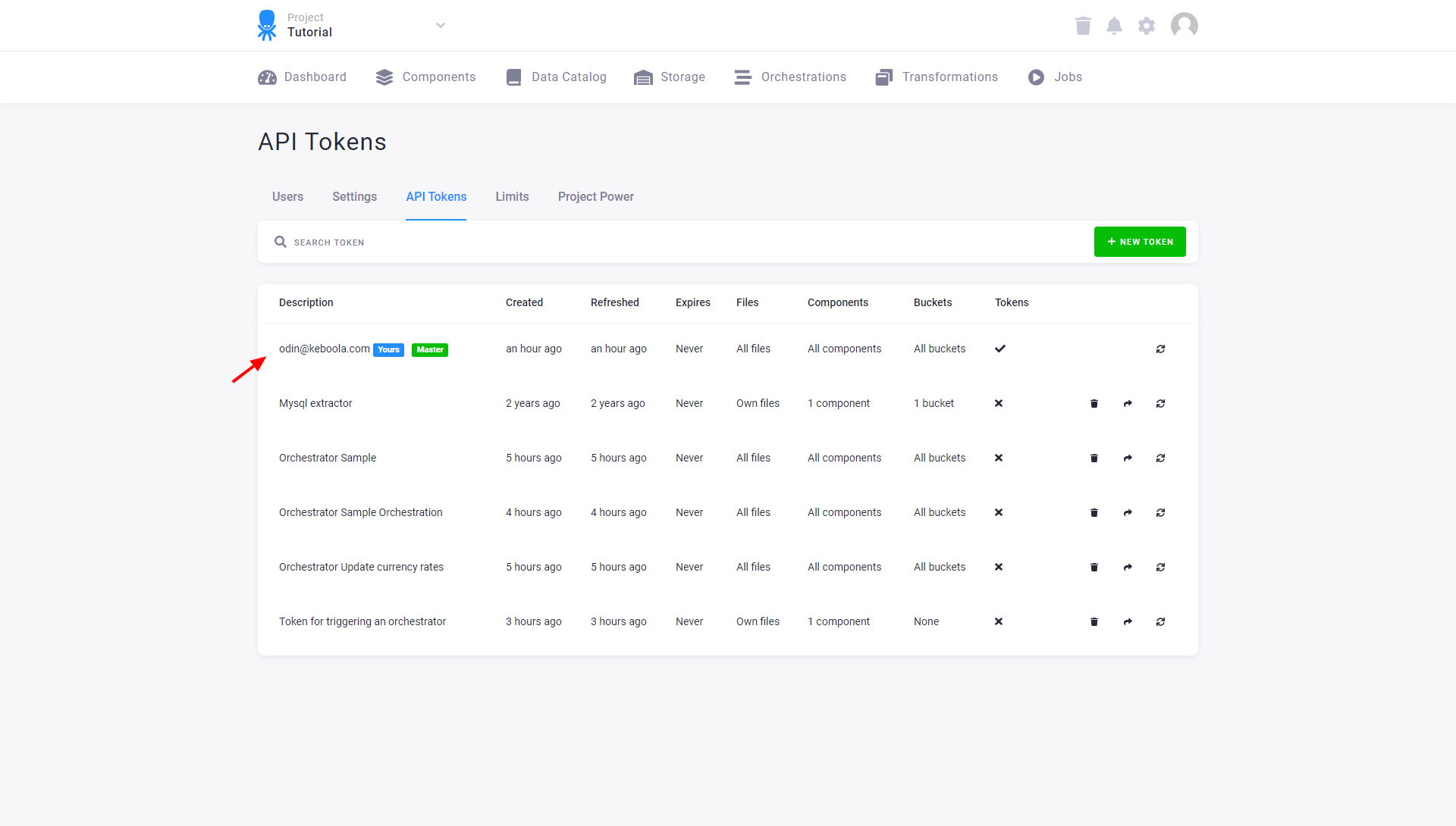 Screenshot - Token List