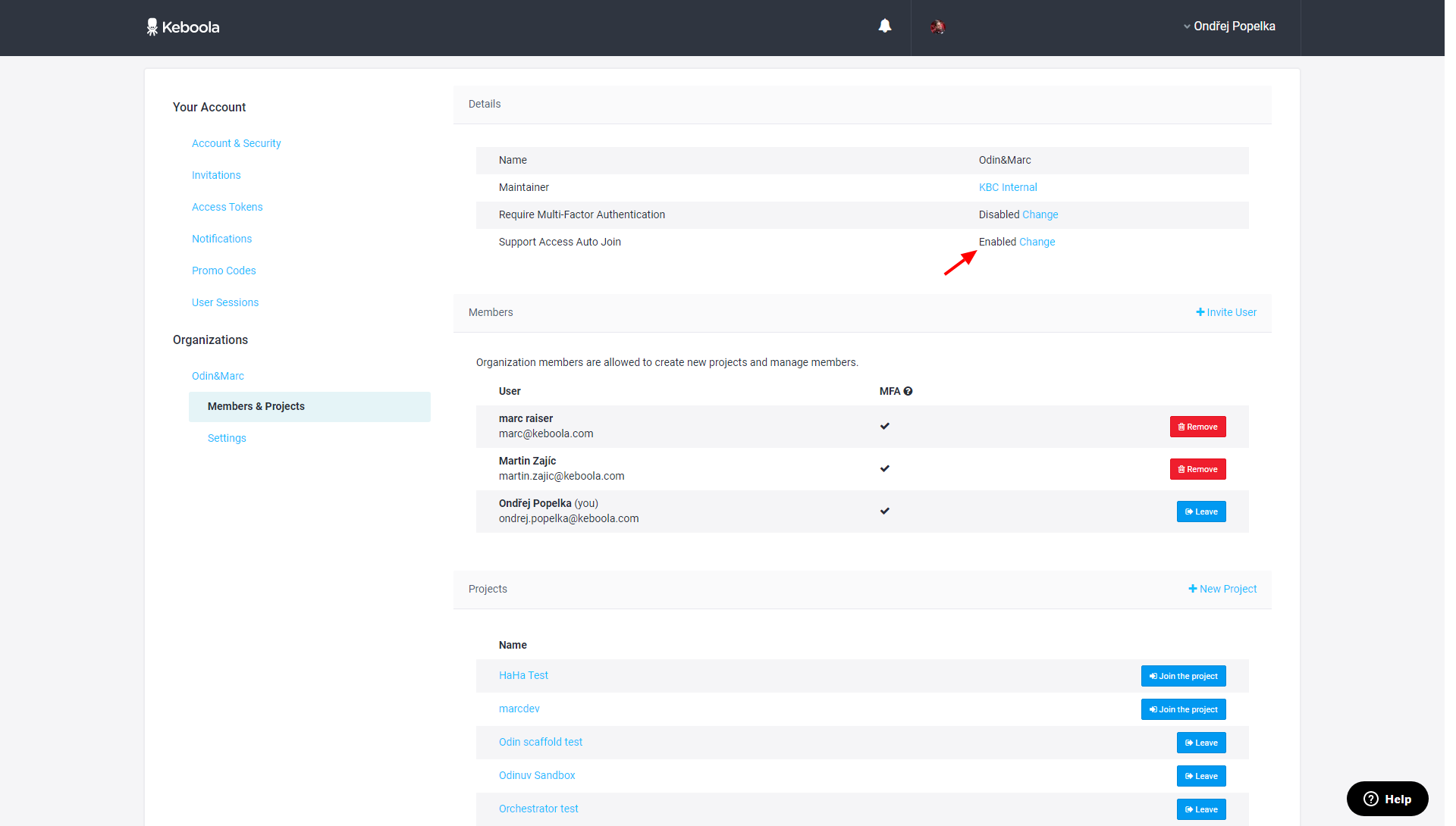 Screenshot -- User joined