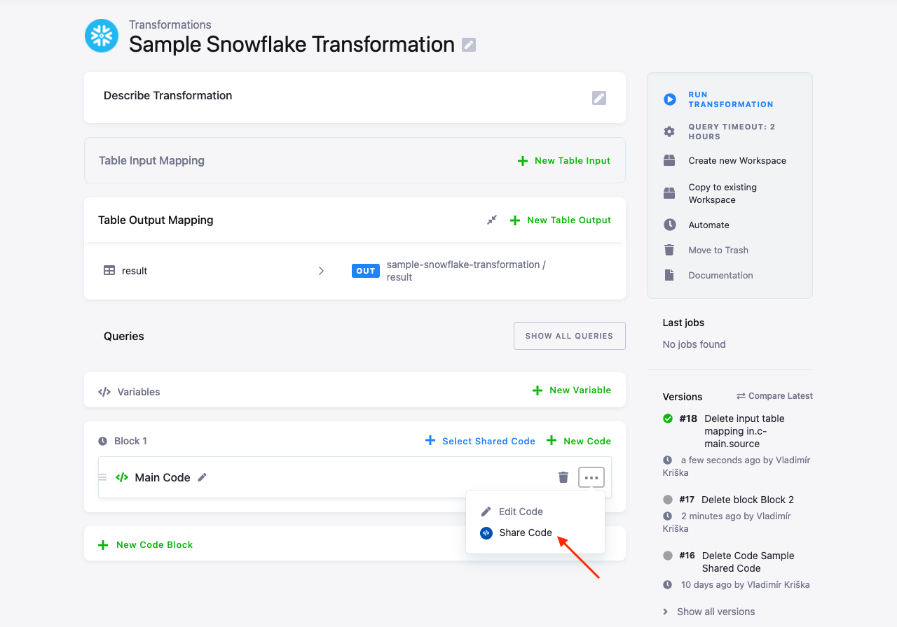 Screenshot - Create Shared Code from Transformation