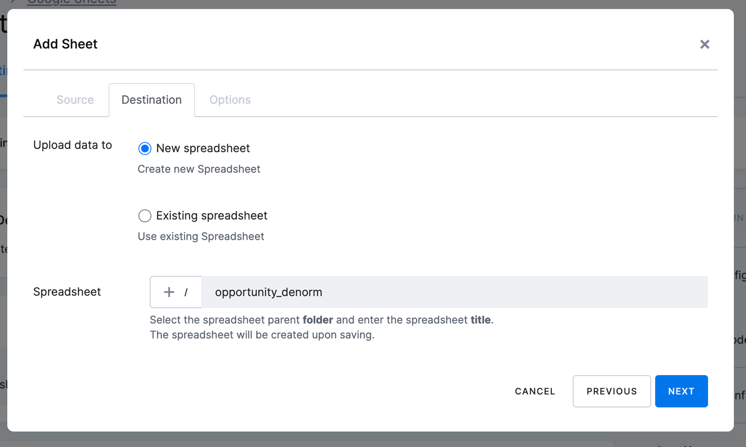 Create a New Spreadsheet